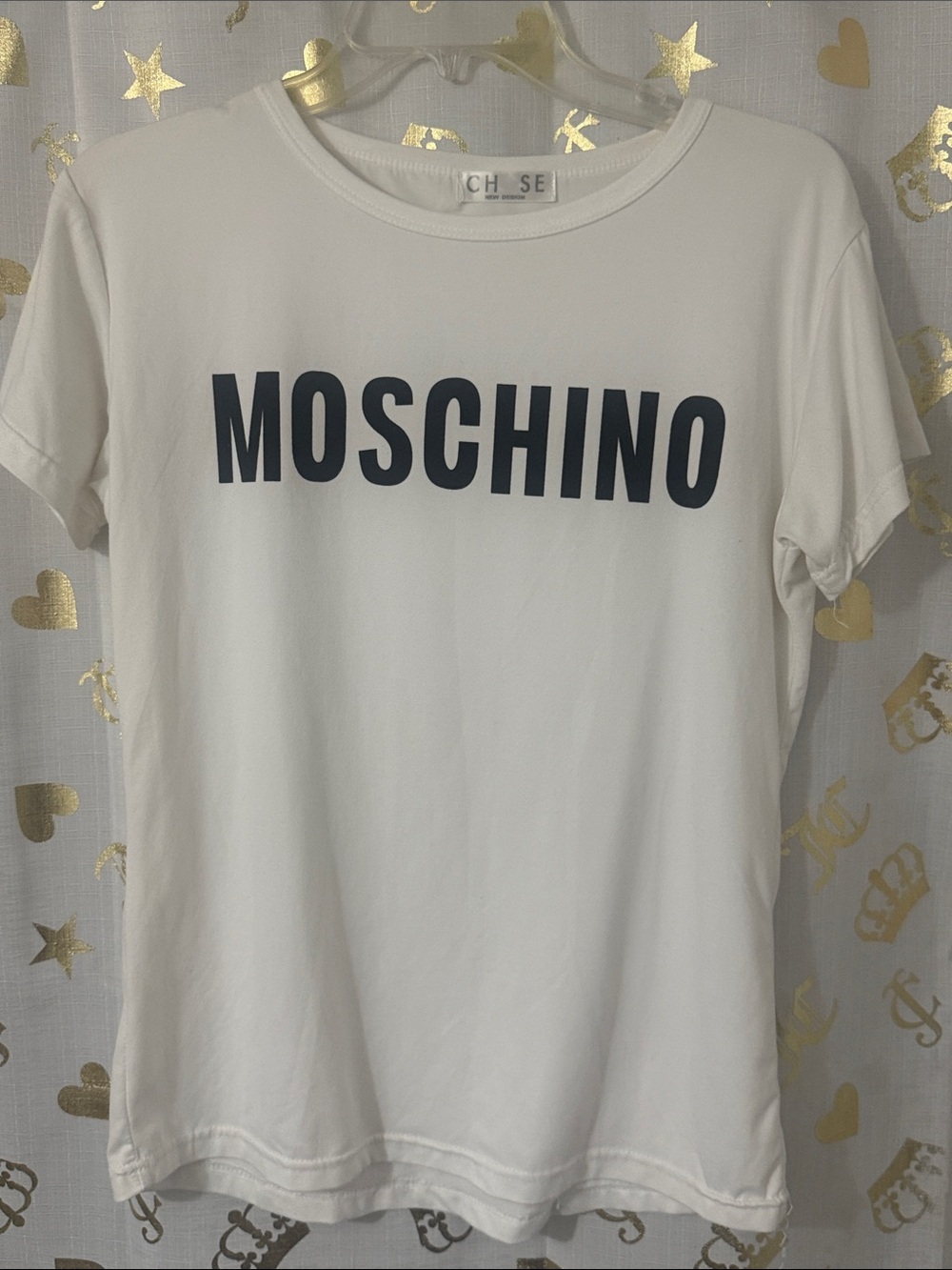 Moschino White Tee with Black Logo